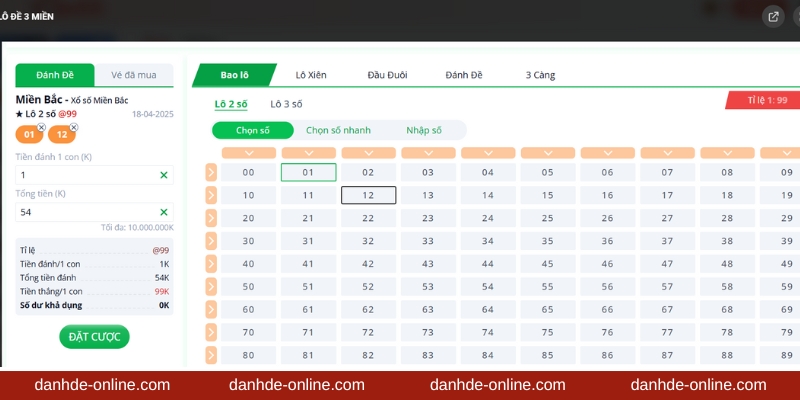 Hướng Dẫn Cược Lô Đề 2 Điền thông tin vé cược